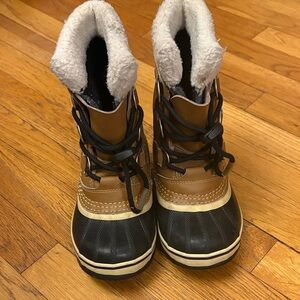 Sorel Kids Tan and Black Snow Boots